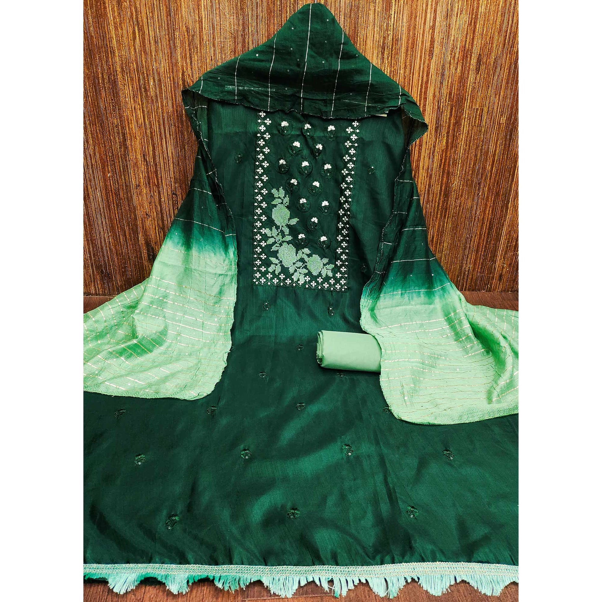 green-embroidered-art-silk-dress-material-3