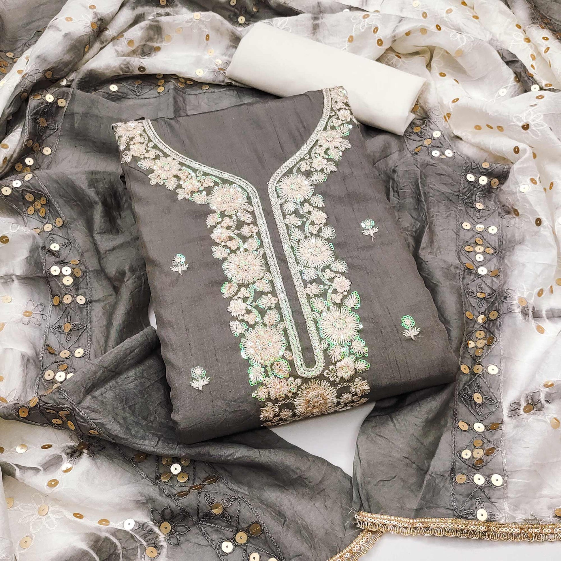 grey-floral-sequins-embroidered-art-silk-dress-material-7