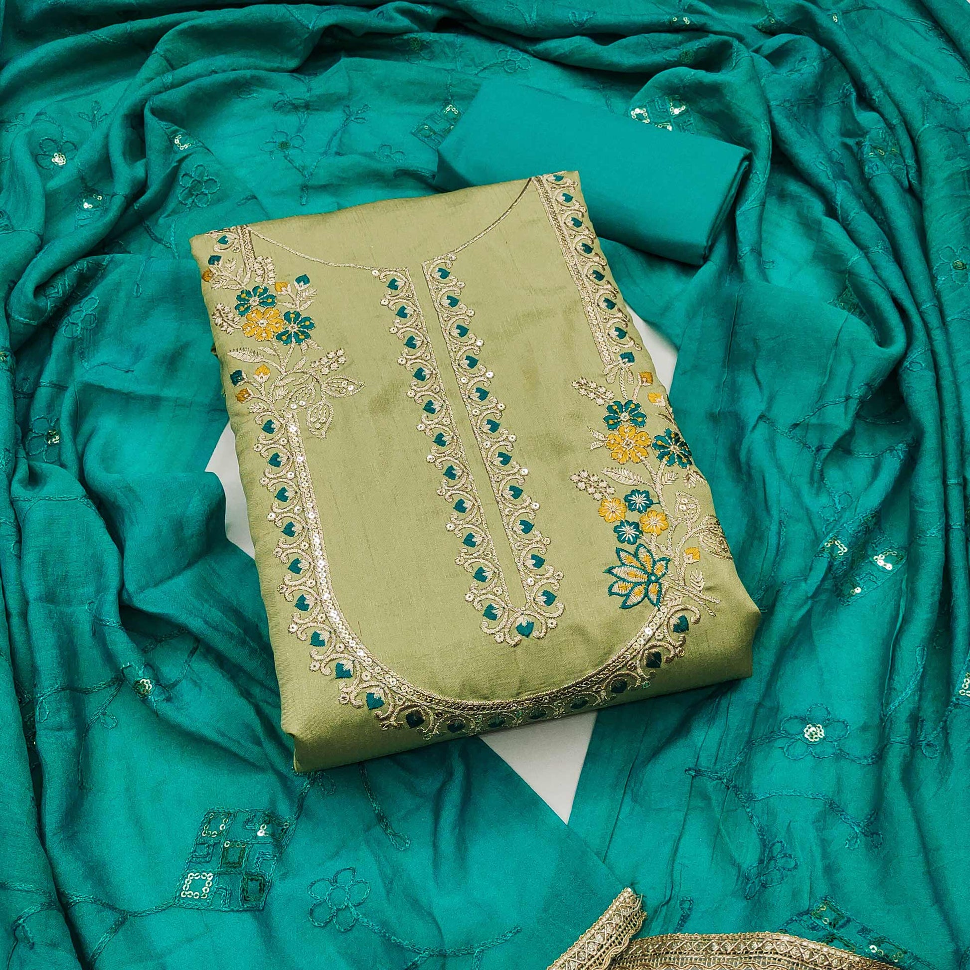 green-floral-sequins-embroidered-art-silk-dress-material-25