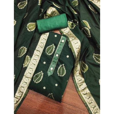 green-floral-woven-shimmer-jacquard-dress-material