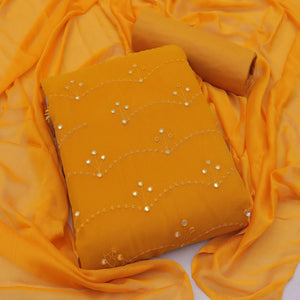 Chikoo And Dark Yellow Dress Material Pack Of 2