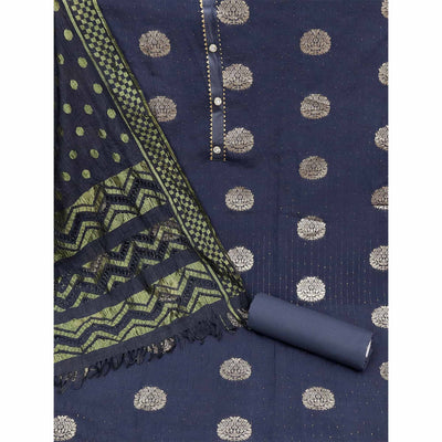 Grey Woven Jacquard Dress Material