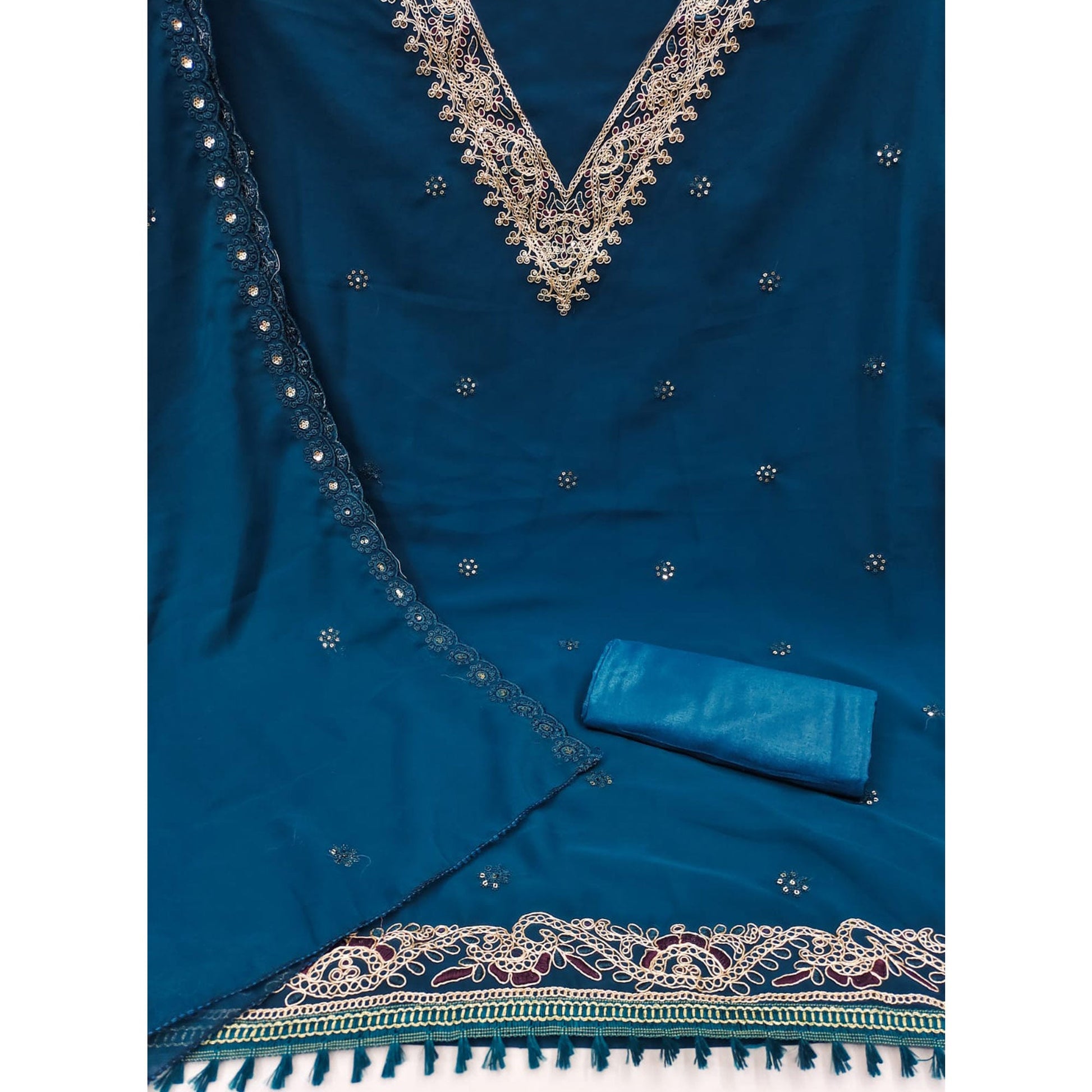 Morpich Sequins Embroidered Georgette Dress Material