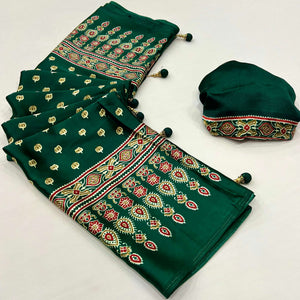 green-ajrakh-printed-satin-saree-1