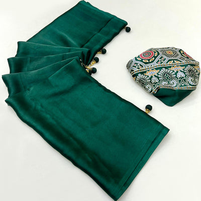 green-ajrakh-printed-crepe-satin-saree-with-tassels