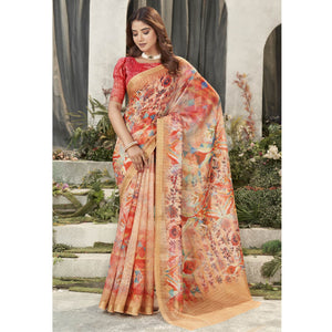 Multicolor Floral Digital Printed Chanderi Saree