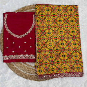 Mustard Printed Patola Tussar Silk Saree