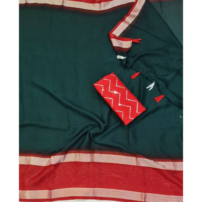 green-woven-chiffon-saree-with-tassels-4