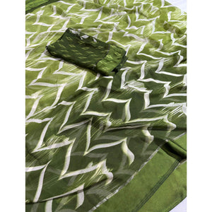 green-shibori-printed-chiffon-saree