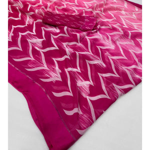 Magenta Shibori Printed Chiffon Saree