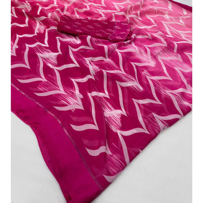 Magenta Shibori Printed Chiffon Saree
