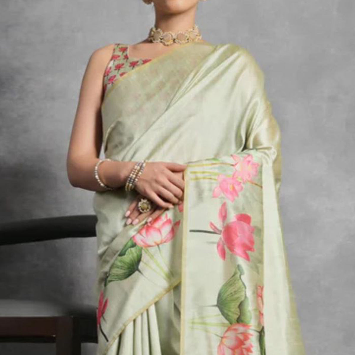 green-digital-printed-tussar-silk-saree-1