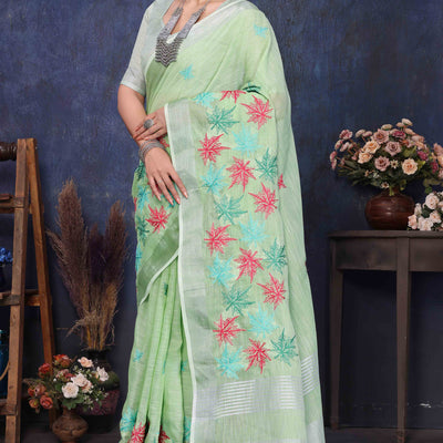 green-floral-embroidered-cotton-silk-saree-42