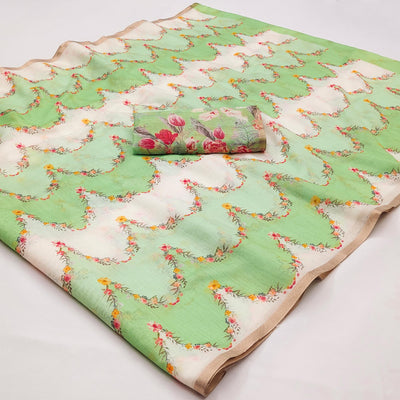 green-floral-digital-printed-chanderi-cotton-saree