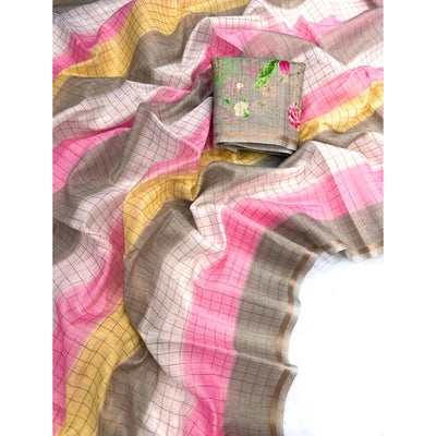Grey Weaving Chanderi Saree