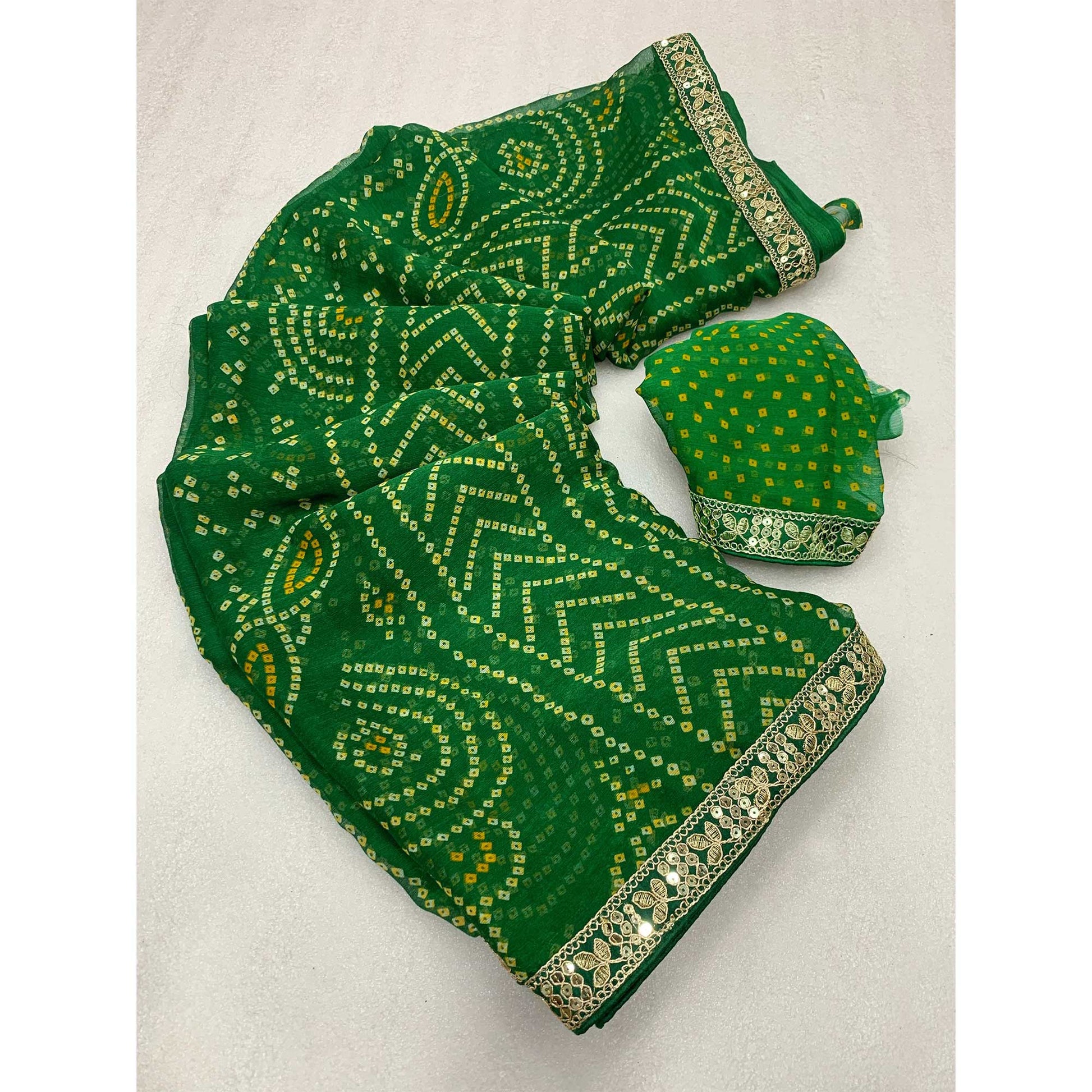 green-bandhani-printed-chiffon-saree-9