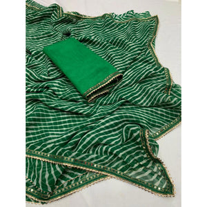 green-white-printed-georgette-saree-with-sequins-border
