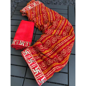 Maroon Bandhani Printed Georgette Saree