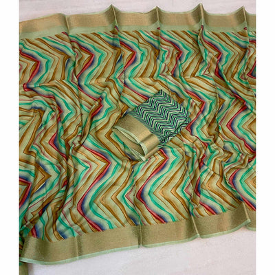 green-zig-zag-printed-dola-silk-saree-with-woven-border