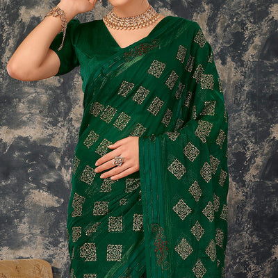 green-foil-printed-chiffon-saree-with-tassels-2