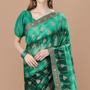 green-foil-printed-lycra-saree-with-lace-border