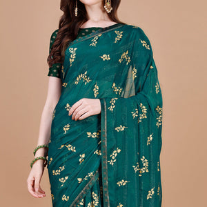 green-foil-printed-chiffon-saree-with-lace-border-2