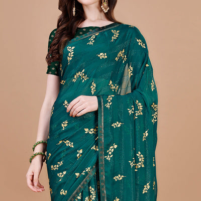 green-foil-printed-chiffon-saree-with-lace-border-2