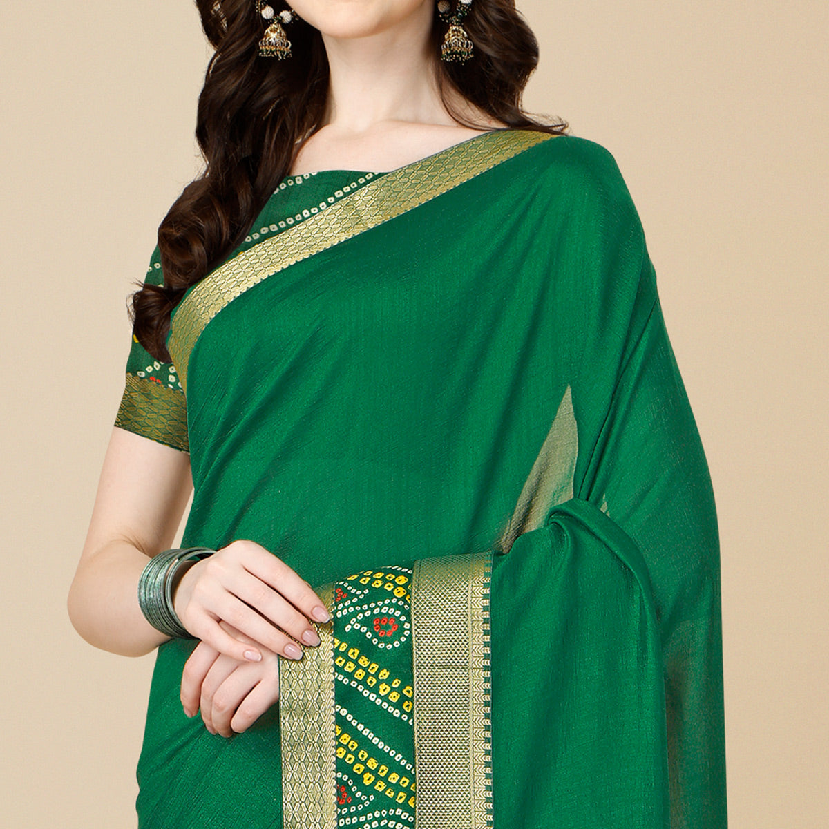 green-solid-vichitra-silk-saree-143341