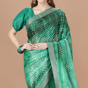 green-foil-printed-lycra-saree-with-lace-border-1