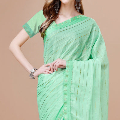green-zari-work-chiffon-saree