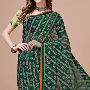green-floral-foil-printed-chiffon-saree-with-lace-border