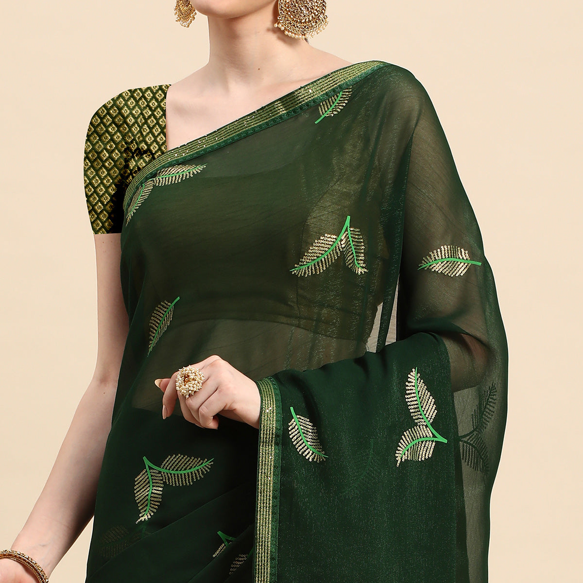 green-sequins-embroidered-chiffon-saree-with-tassels