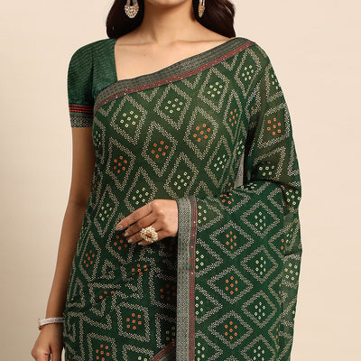 green-floral-foil-printed-chiffon-saree-with-tassels-1