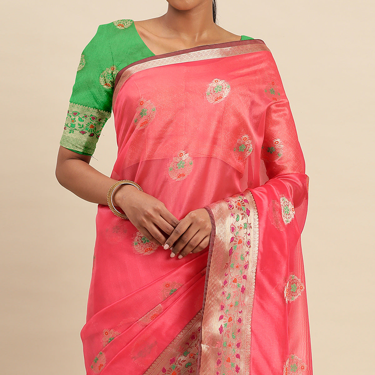 Gajari Woven Organza Saree