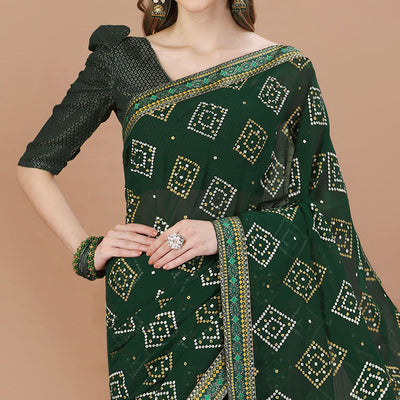 green-bandhani-printed-chiffon-saree-7