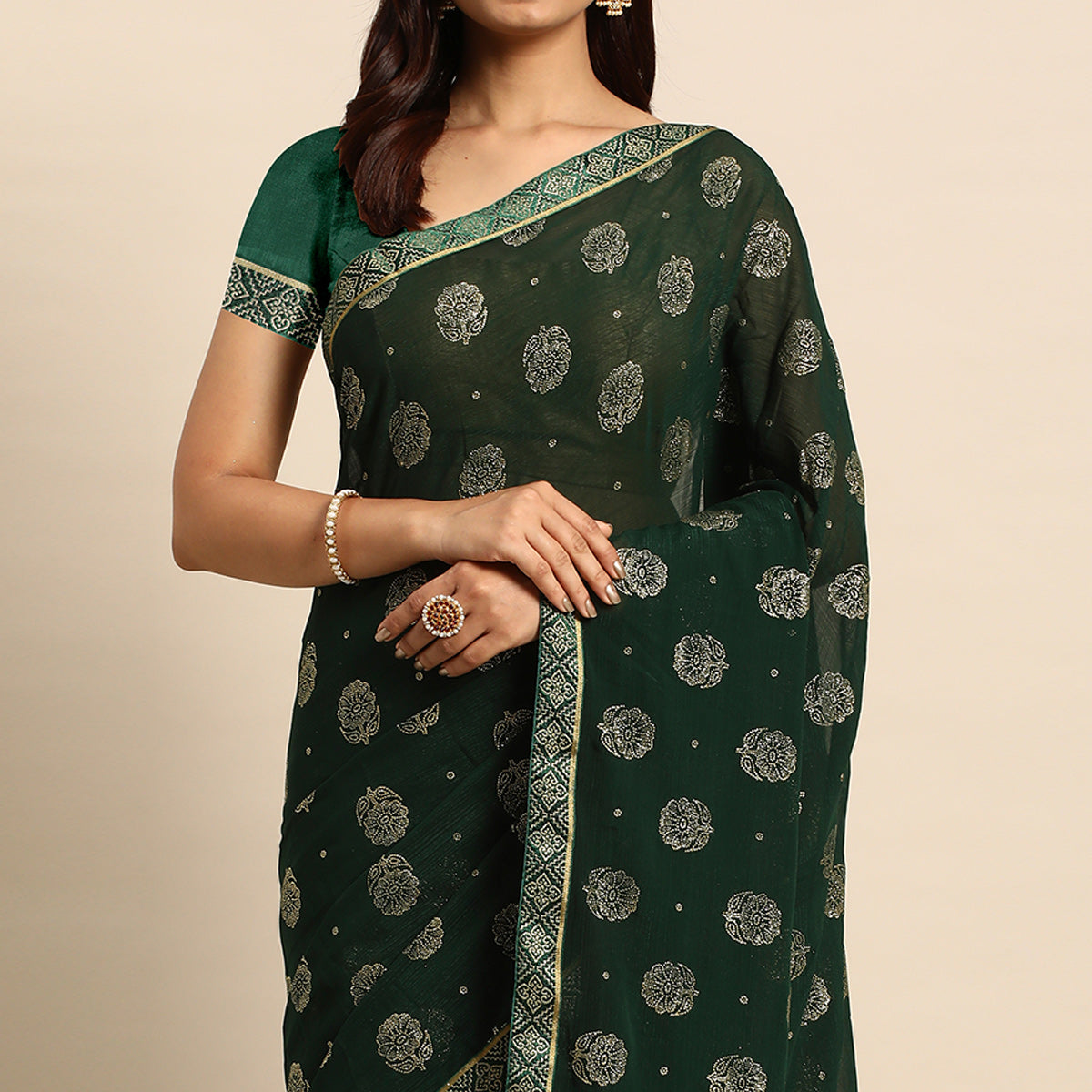 green-foil-printed-with-embellished-chiffon-saree