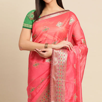 Gajari Woven Organza Saree