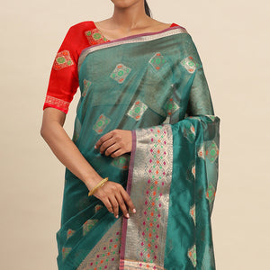 Morpich Woven Organza Saree