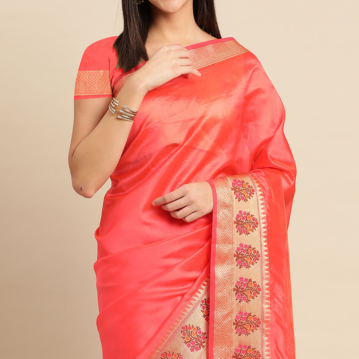 Gajari Woven Organza Saree