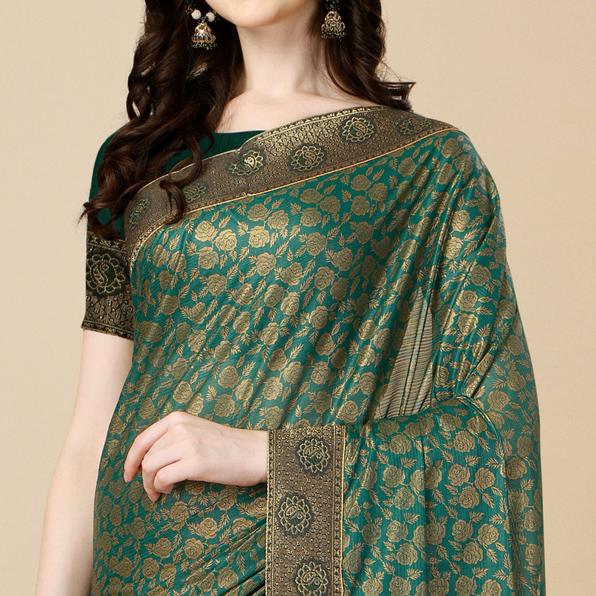 green-floral-handloom-woven-rayon-saree