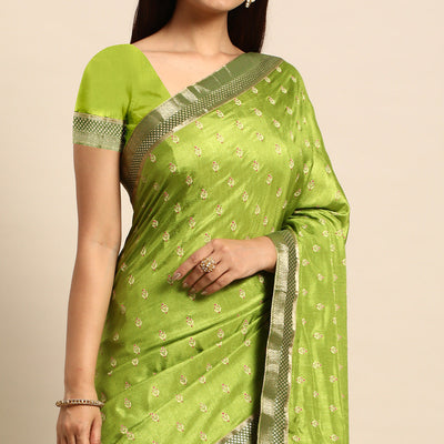 green-floral-printed-vichitra-silk-saree-with-tassels