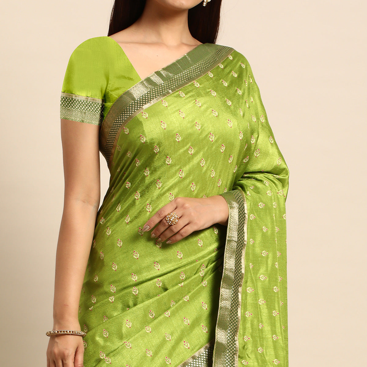 green-floral-printed-vichitra-silk-saree-with-tassels