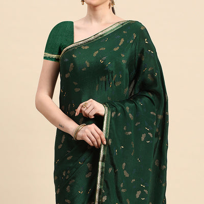 green-foil-printed-chiffon-saree