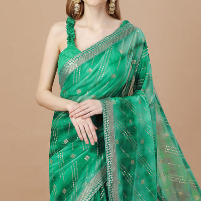 green-zari-work-chiffon-saree-lace-border