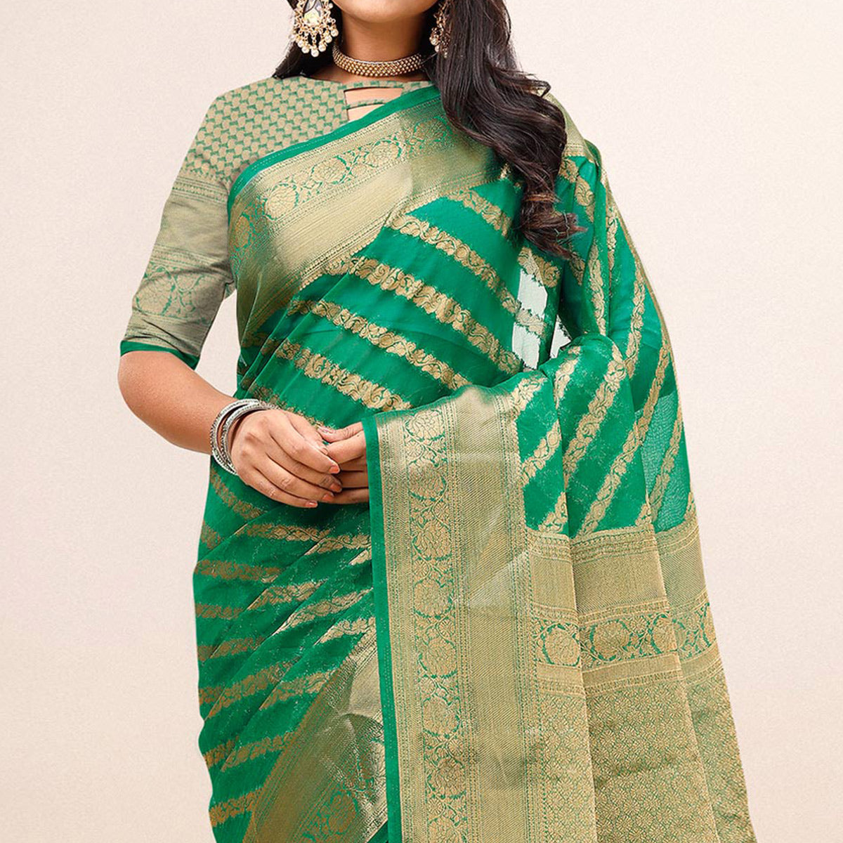 green-woven-organza-saree-with-tassels-20