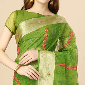 green-floral-embroidery-with-swarovski-work-organza-saree-3