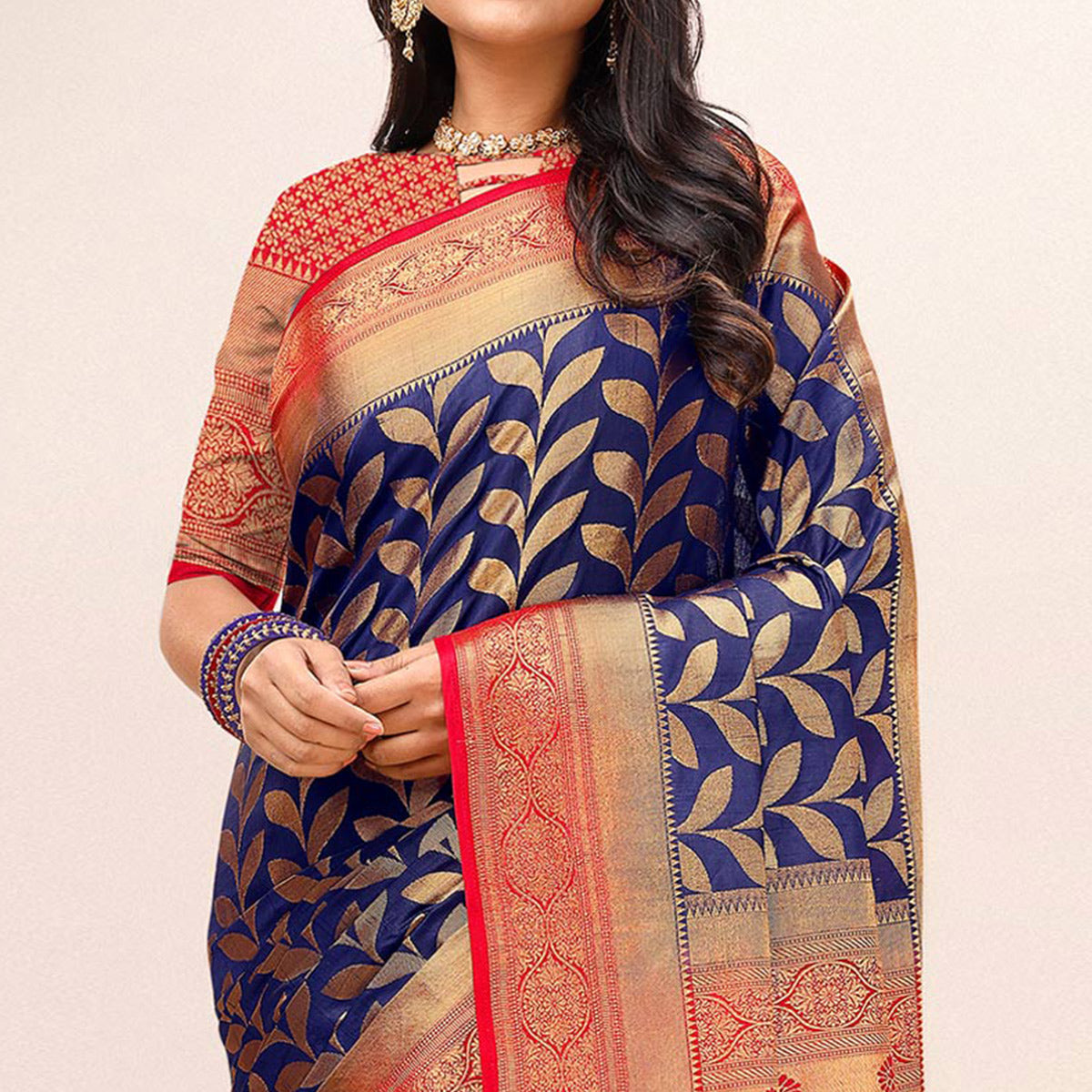 Blue Woven Dola Silk Saree With Tassels