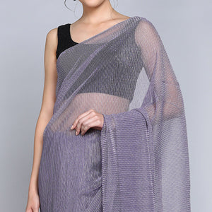 Lavender Solid Lycra Crush Saree