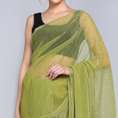 green-solid-lycra-crush-saree