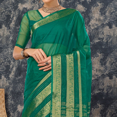 green-floral-zari-woven-organza-saree